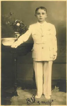 Gian Carlo Ruffino bambino, in abito bianco, 5 maggio 1938